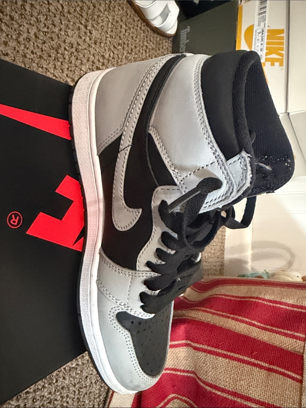 Nike Kids Gray and Black High-Top Sneakers